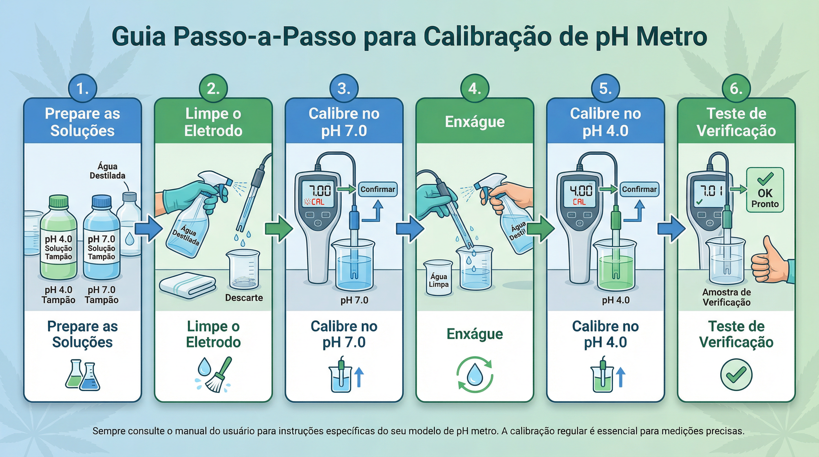 Tutorial passo a passo para calibração de medidor de pH.