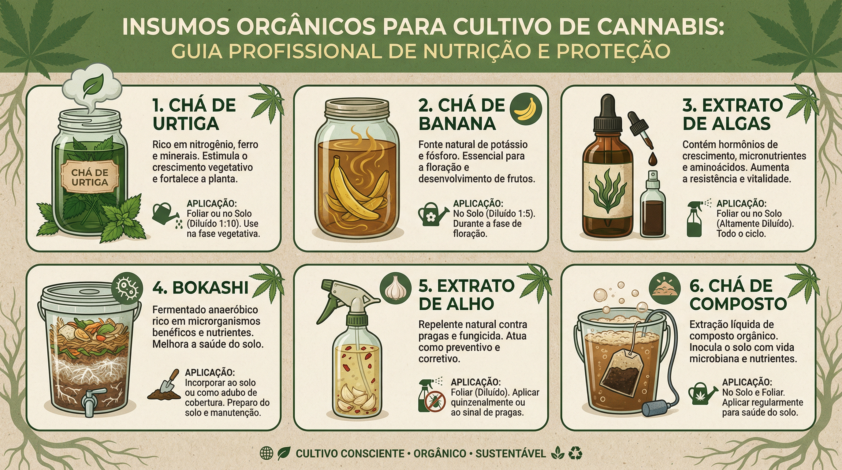 Infográfico completo mostrando diferentes entradas orgânicas e suas aplicações.